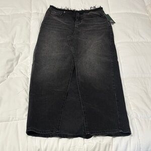 Black Denim Midi Skirt